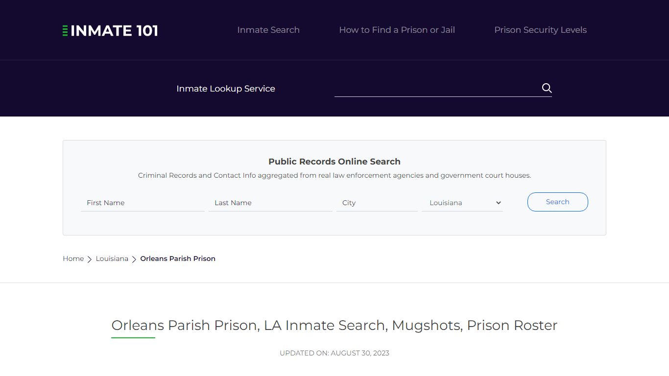 Orleans Parish Prison, LA Inmate Search, Mugshots, Prison Roster